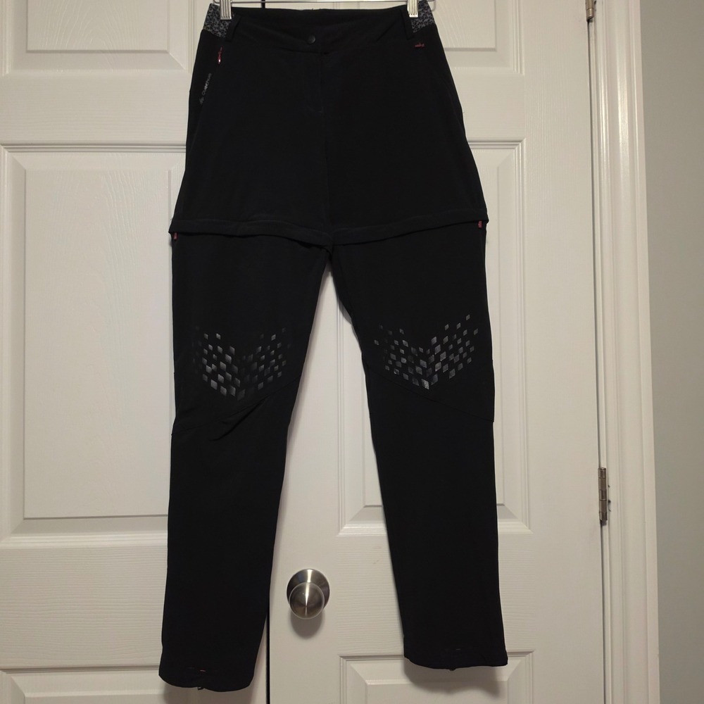 Quechua Convertible Zip Off Hiking Pants Black Geometric Knee Size 4
